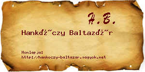 Hankóczy Baltazár névjegykártya